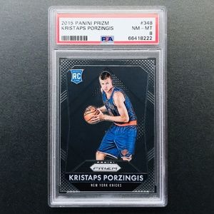 Kristaps Porzingis RC - 2015-16 Panini Prizm #348 PSA 8